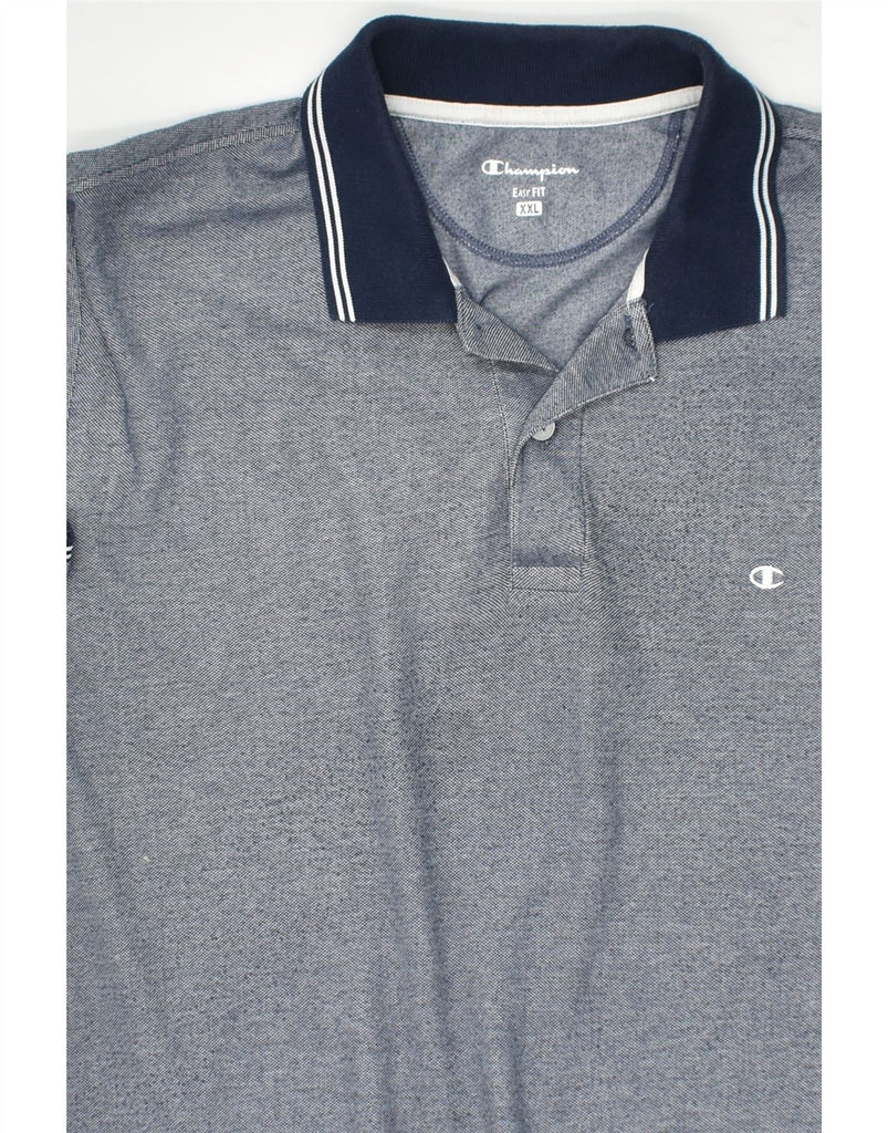 CHAMPION Mens Polo Shirt 2XL Blue Cotton | Vintage Champion | Thrift | Second-Hand Champion | Used Clothing | Messina Hembry 