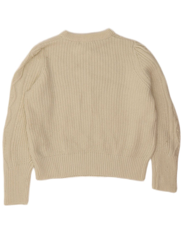 Marks & Spencer Womens Boat Neck Jumper Sweater UK 16 Large Beige Polyester