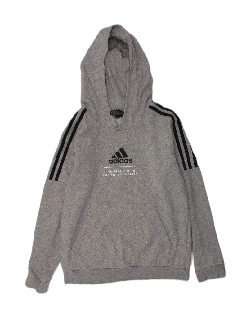 ADIDAS Boys Graphic Hoodie Jumper 11-12 Years Grey Cotton | Vintage Adidas | Thrift | Second-Hand Adidas | Used Clothing | Messina Hembry 