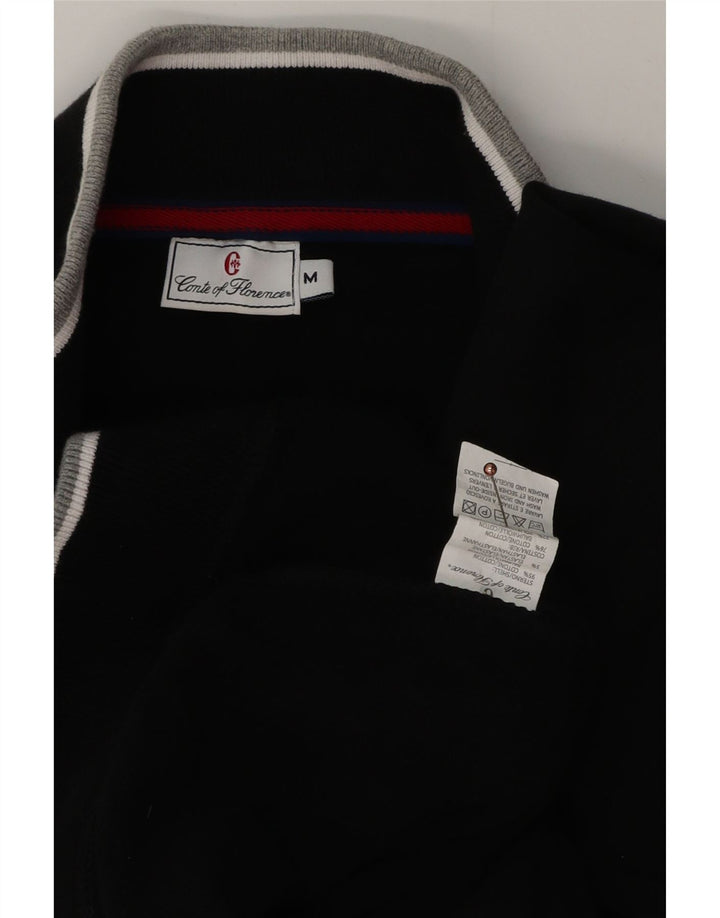 Conte of Florence Mens Tracksuit Top Jacket Medium Black Cotton
