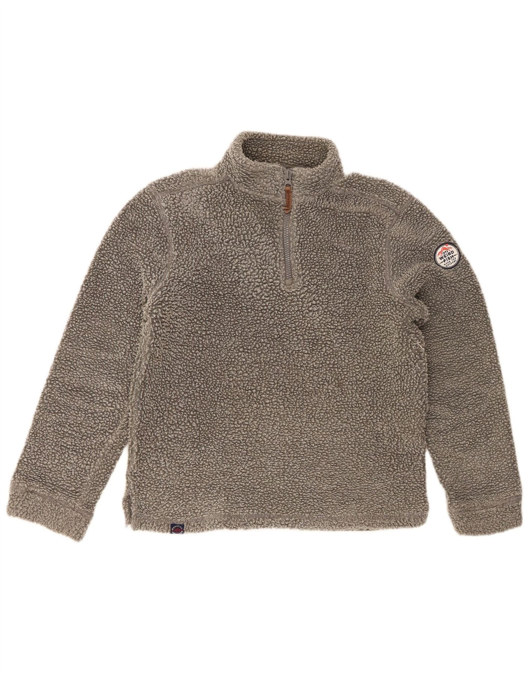 Weird Fish Mens Zip Neck Fleece Jumper Small Grey Polyester