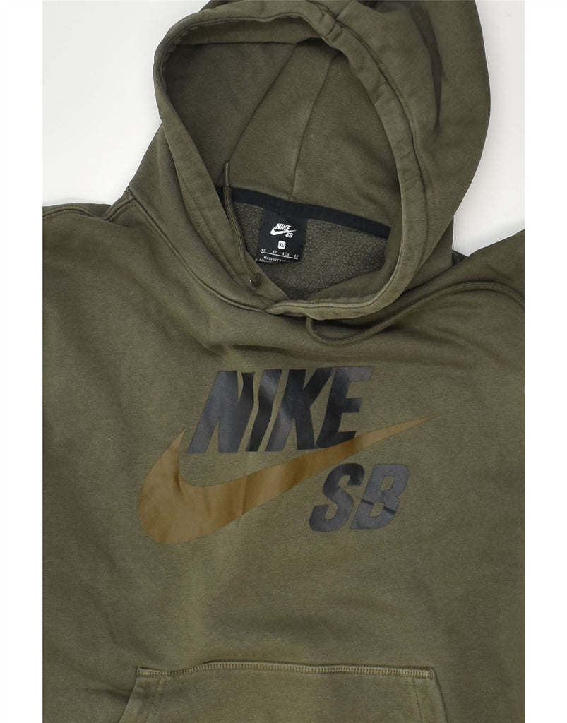 NIKE Mens Graphic Hoodie Jumper XS Khaki Cotton | Vintage Nike | Thrift | Second-Hand Nike | Used Clothing | Messina Hembry 