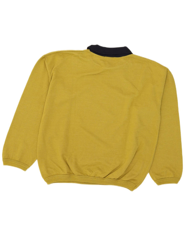 Vintage Mens Graphic Polo Neck Sweatshirt Jumper XL Green