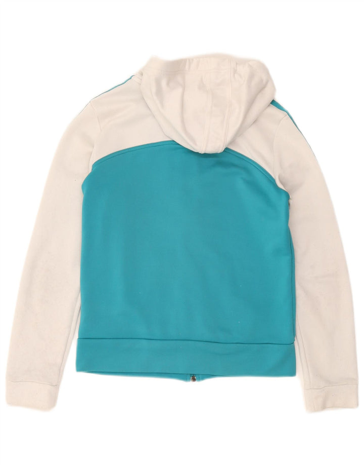 Adidas Womens Zip Hoodie Sweater UK 12 Medium White Colourblock Polyester