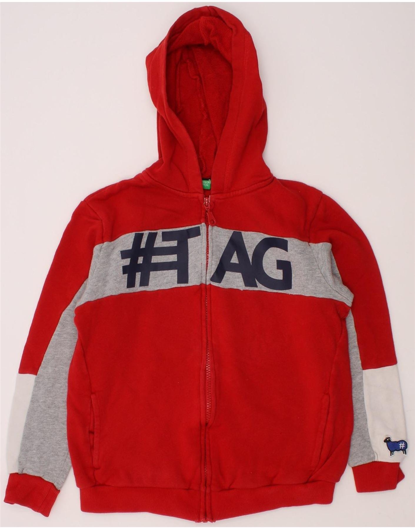 Felpa con cappuccio e zip grafica BENETTON per bambini 8-9 anni
