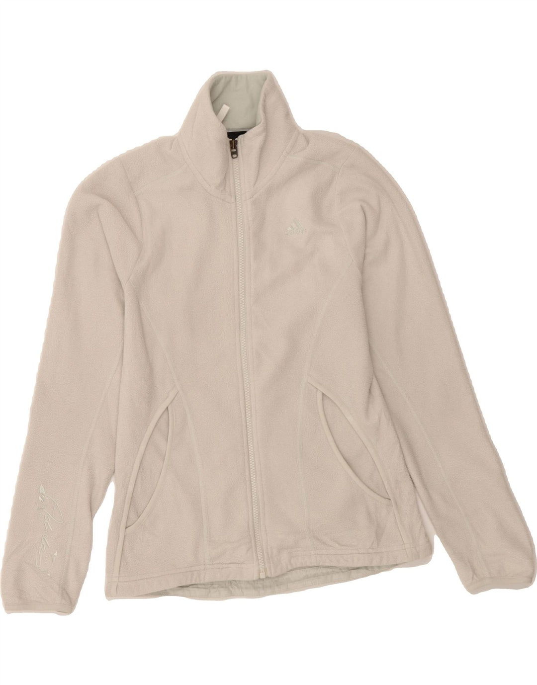 ADIDAS Womens Climawarm Fleece Jacket UK 12 Medium  White Polyester Vintage Adidas and Second-Hand Adidas from Messina Hembry 