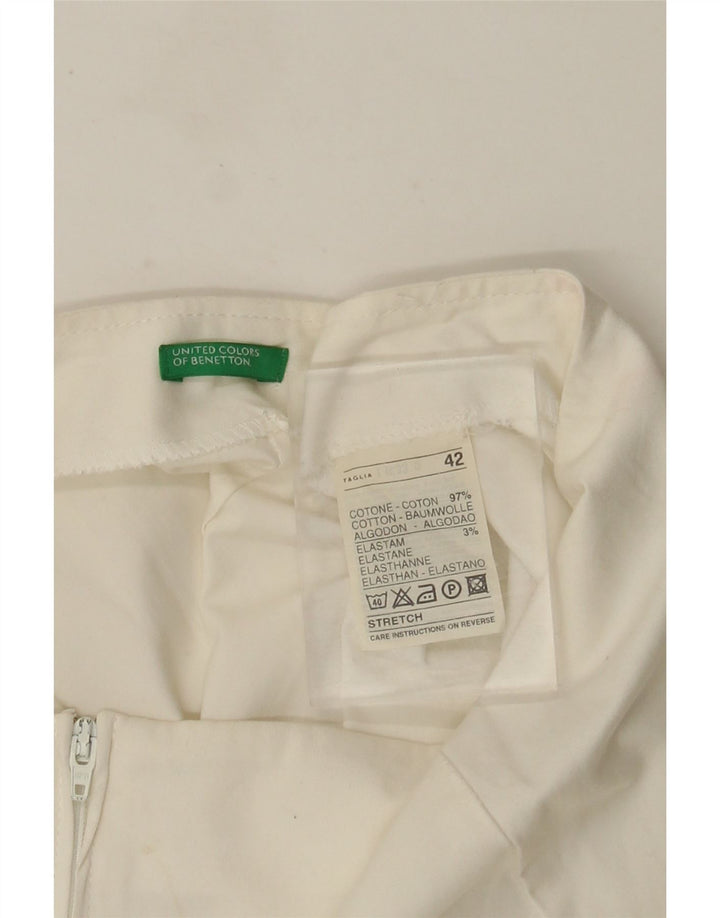 Benetton Womens A-Line Skirt IT 42 Medium W28  White Cotton
