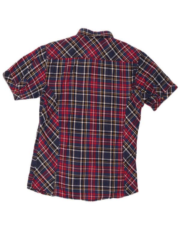 Tokyo Laundry Mens Short Sleeve Flannel Shirt Small Navy Blue Check Cotton