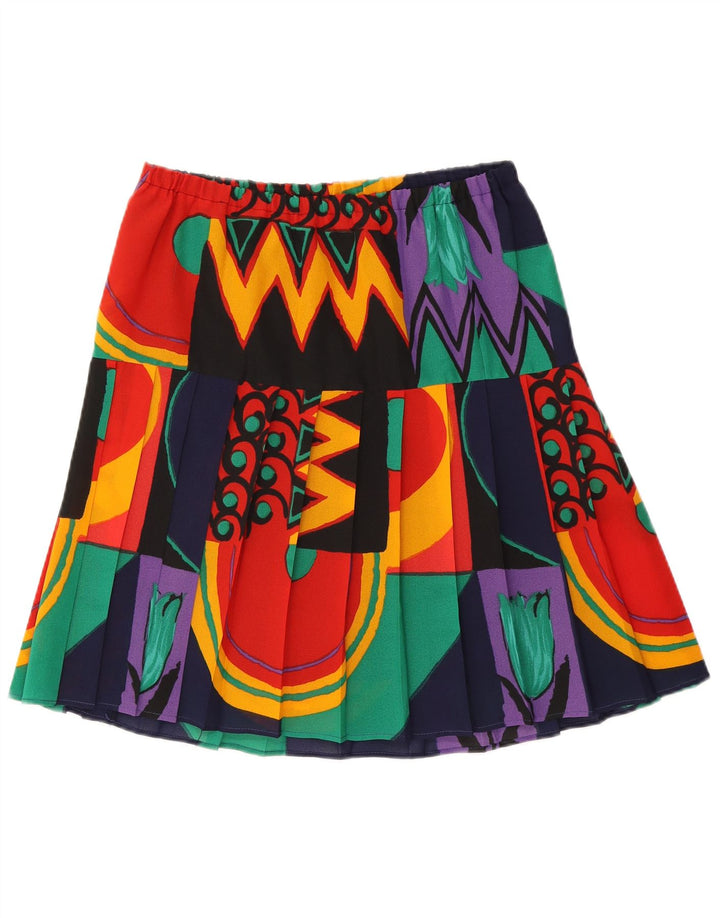 Vintage Womens Pleated Skirt Medium W30  Multicoloured Geometric Polyester