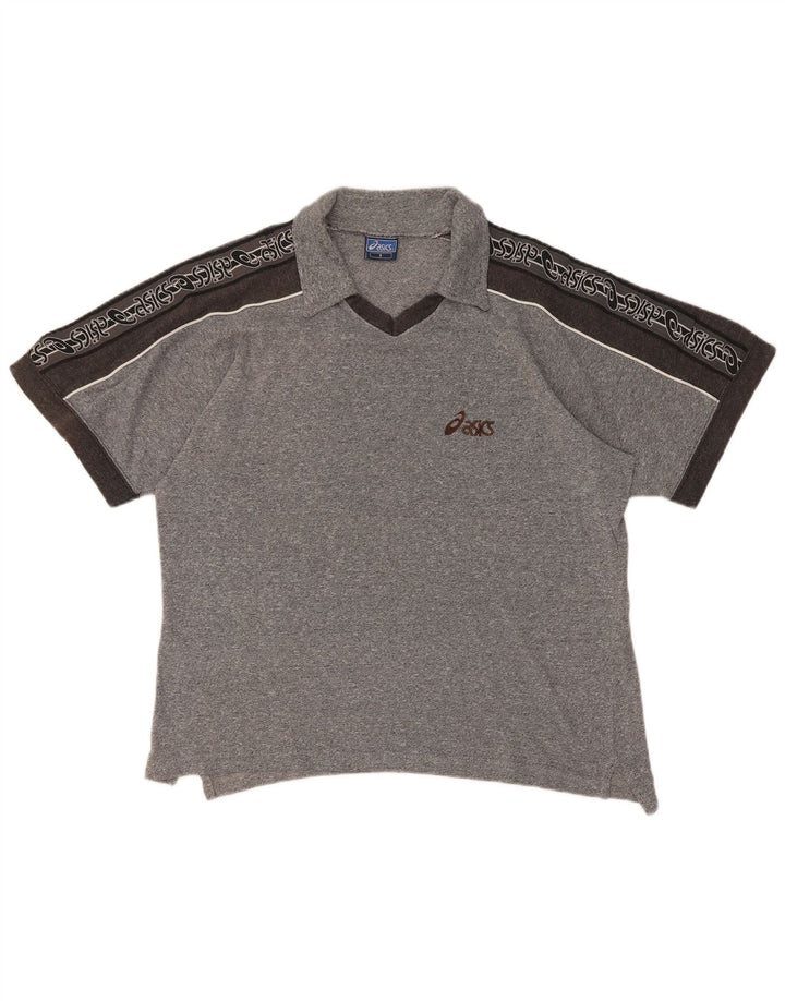 Asics Mens Graphic Polo Shirt Small Grey Colourblock