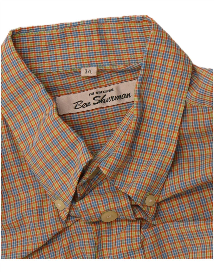 BEN SHERMAN Mens Short Sleeve Shirt Large Multicoloured Check