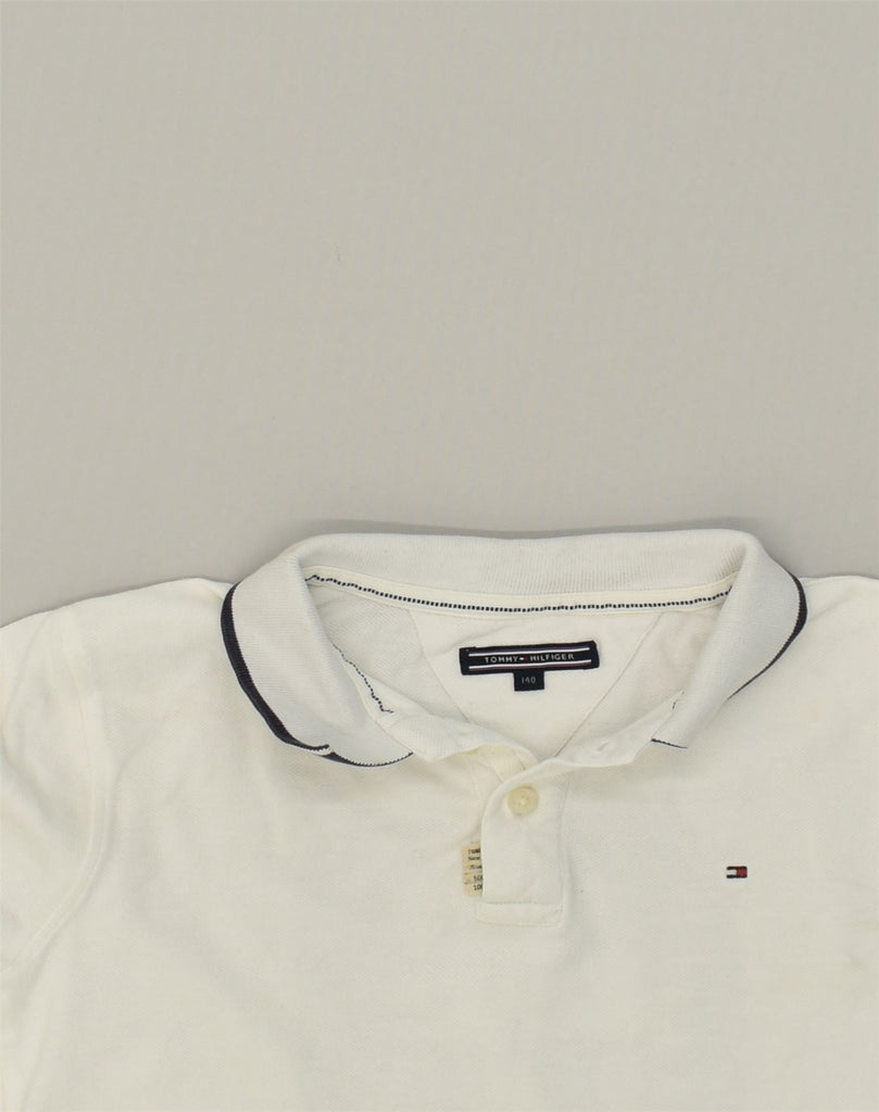 TOMMY HILFIGER Boys Graphic Polo Shirt 10-11 Years White Cotton | Vintage Tommy Hilfiger | Thrift | Second-Hand Tommy Hilfiger | Used Clothing | Messina Hembry 