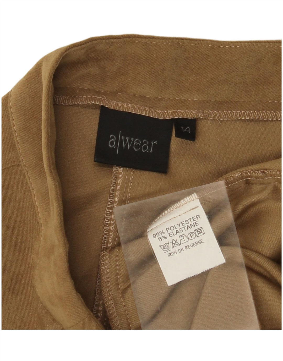 A WEAR Womens Bootcut Casual Trousers UK 14 Medium W30 L32 Beige Polyester