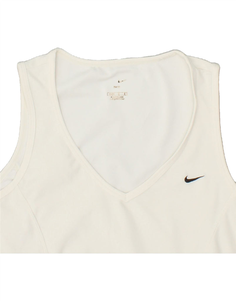 NIKE Womens Vest Top UK 12 Medium White Polyester | Vintage Nike | Thrift | Second-Hand Nike | Used Clothing | Messina Hembry 