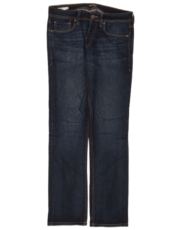 Jack & Jones Mens Clark Regular Fit Straight Jeans W30 L32 Navy Blue Cotton