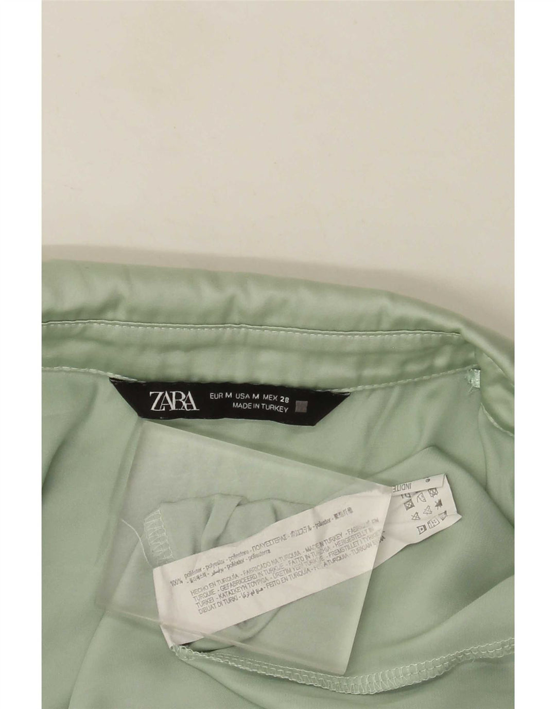 Zara Womens Oversized Shirt Blouse UK 14 Medium Green Polyester
