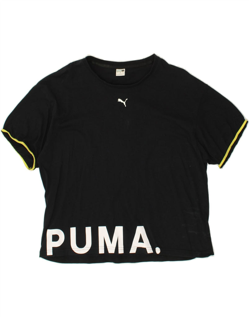 PUMA Womens Graphic T-Shirt Top UK 14 Large Black | Vintage Puma | Thrift | Second-Hand Puma | Used Clothing | Messina Hembry 