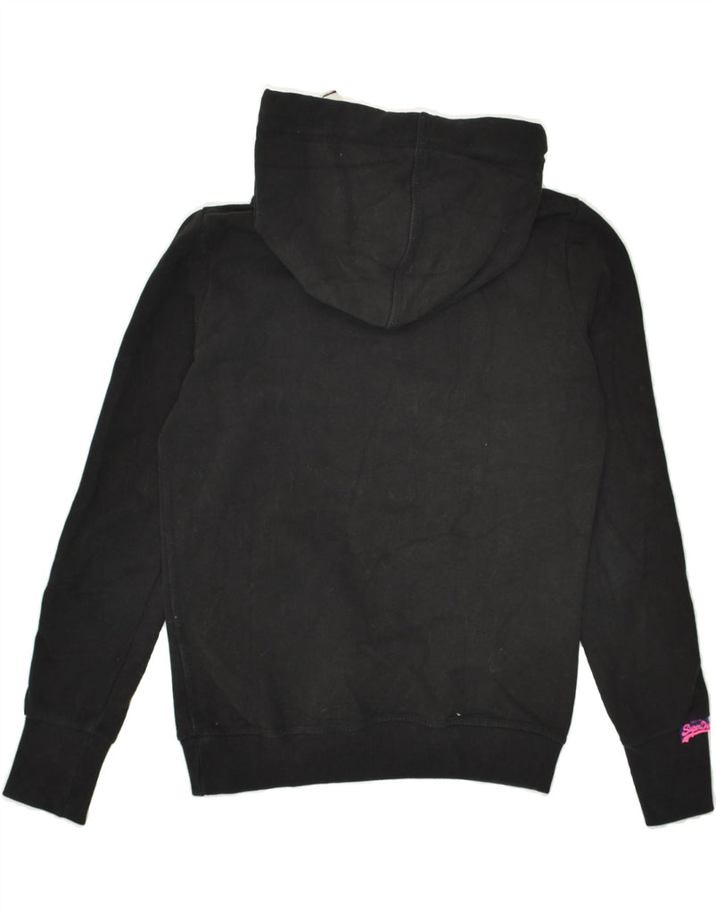 SUPERDRY Womens Vintage Graphic Hoodie Jumper UK 10 Small Black Cotton | Vintage Superdry | Thrift | Second-Hand Superdry | Used Clothing | Messina Hembry 