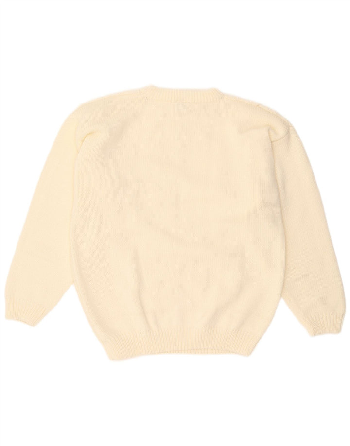 Angelo Muroni Mens Crew Neck Jumper Sweater Medium White Polyacrylic