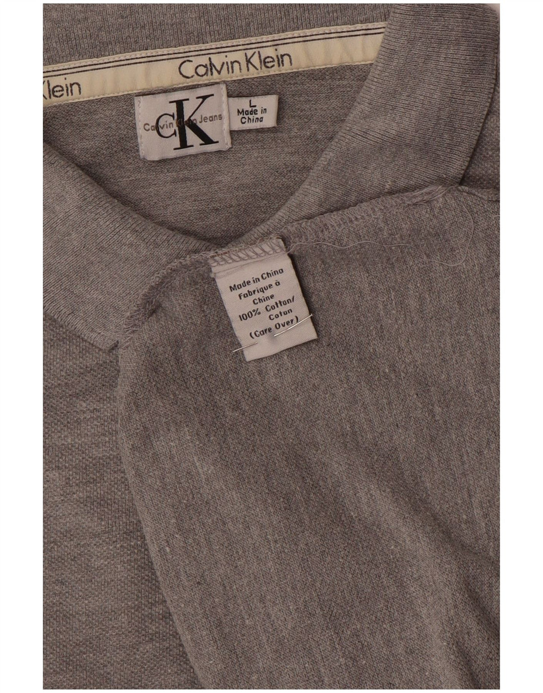 Calvin Klein Mens Polo Shirt Large Grey Cotton
