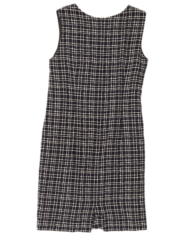Libra Womens Sleeveless Sheath Dress UK 14 Medium Navy Blue Check Cotton