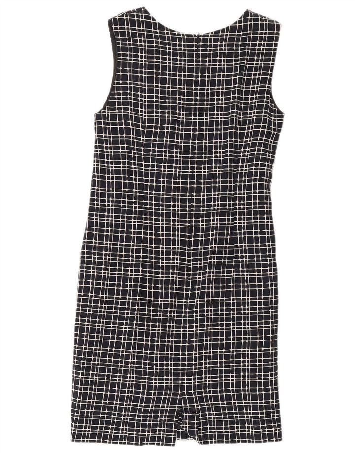 Libra Womens Sleeveless Sheath Dress UK 14 Medium Navy Blue Check Cotton