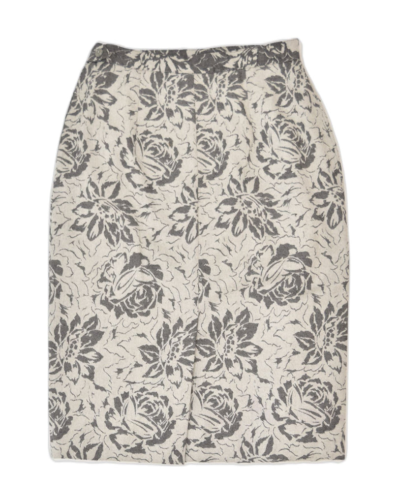 VINTAGE Womens Pencil Skirt W28 Medium Grey Floral Wool | Vintage | Thrift | Second-Hand | Used Clothing | Messina Hembry 