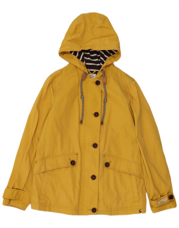 JOULES Womens Hooded Rain Jacket UK 8 Small Yellow Cotton