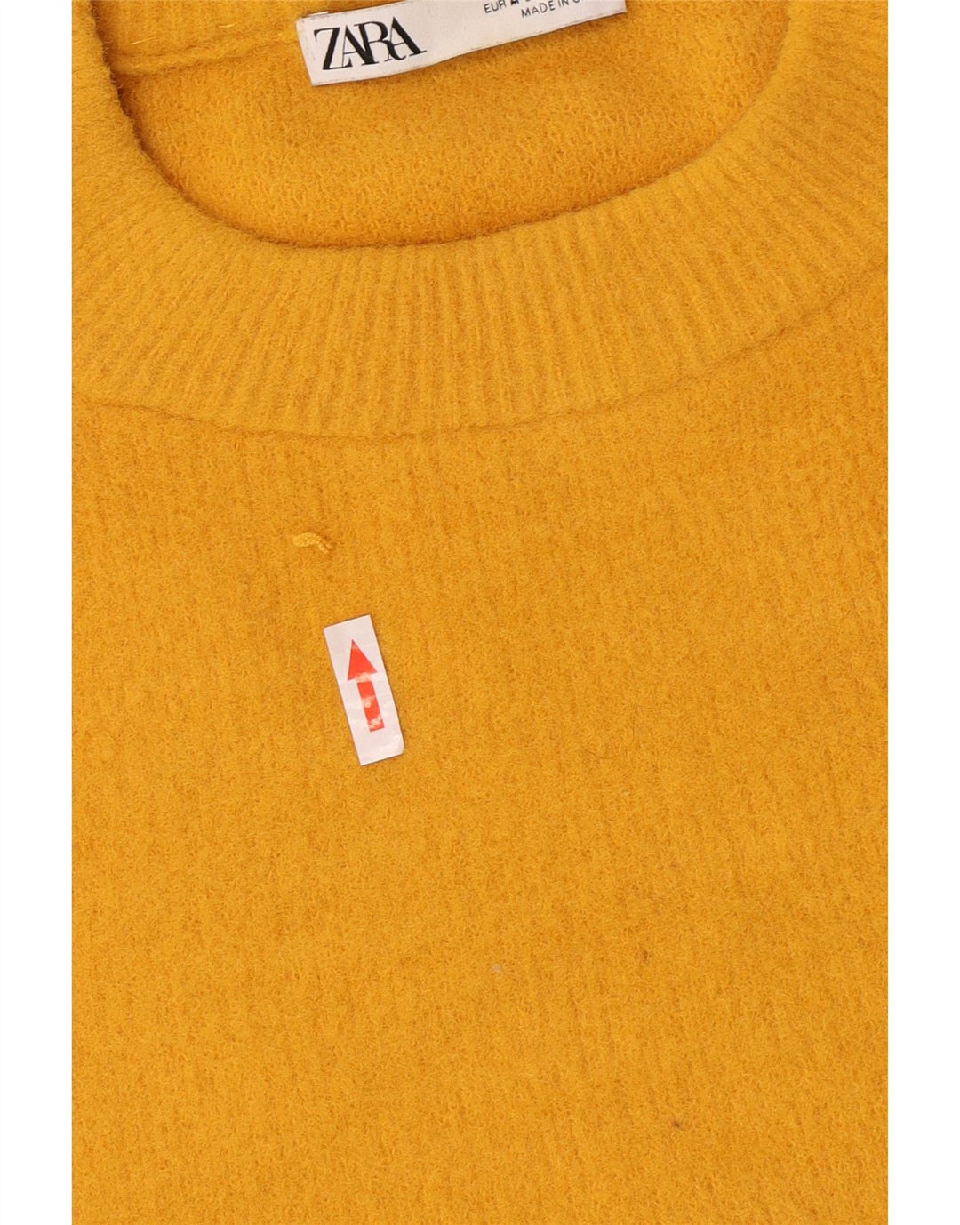 Zara Womens Crew Neck Jumper Sweater UK 14 Medium Yellow Nylon