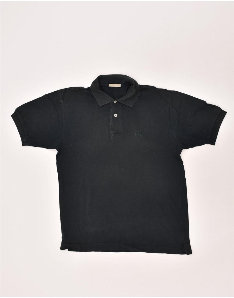 SERGIO TACCHINI Mens Polo Shirt IT 48 Medium Black Cotton | Vintage Sergio Tacchini | Thrift | Second-Hand Sergio Tacchini | Used Clothing | Messina Hembry 