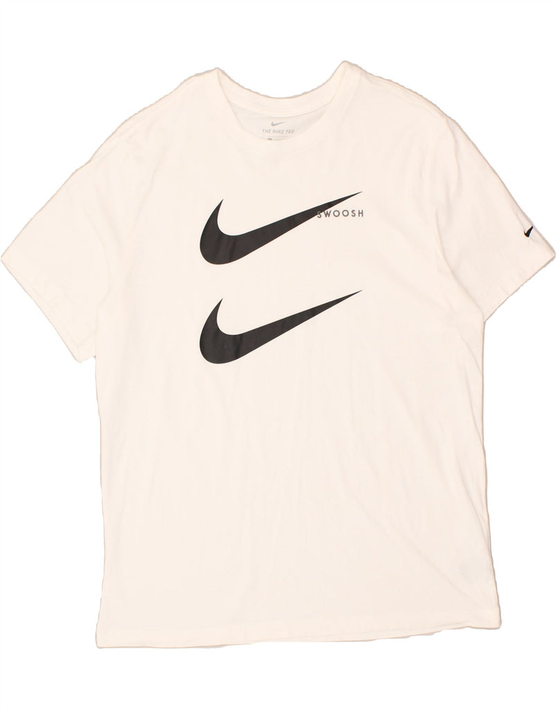 NIKE Mens Swoosh T-Shirt Top XL White Cotton | Vintage Nike | Thrift | Second-Hand Nike | Used Clothing | Messina Hembry 