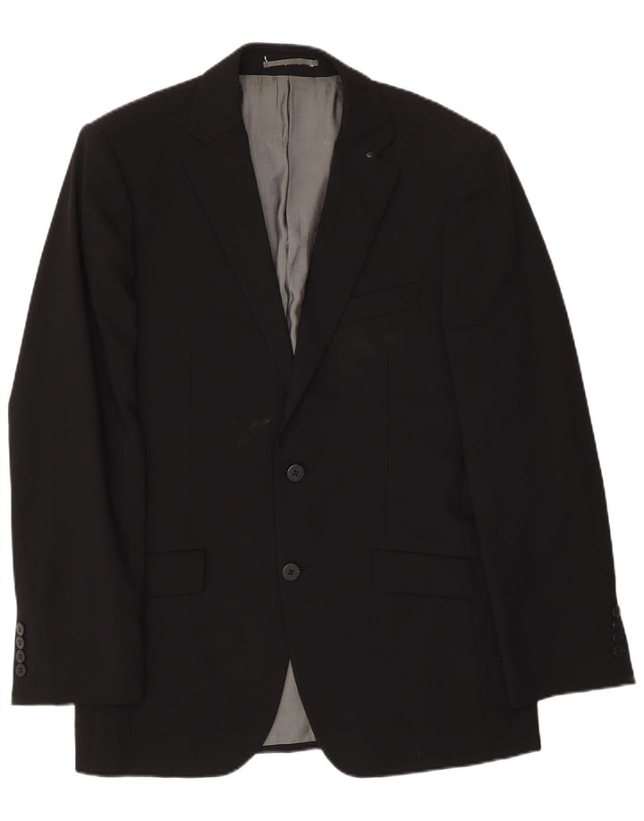 Pierre Cardin Mens 2 Button Blazer Jacket UK 38 Medium Black Wool