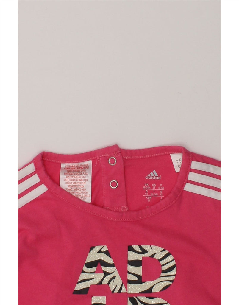 ADIDAS Baby Girls Graphic Top Long Sleeve 18-24 Months Pink Cotton | Vintage Adidas | Thrift | Second-Hand Adidas | Used Clothing | Messina Hembry 