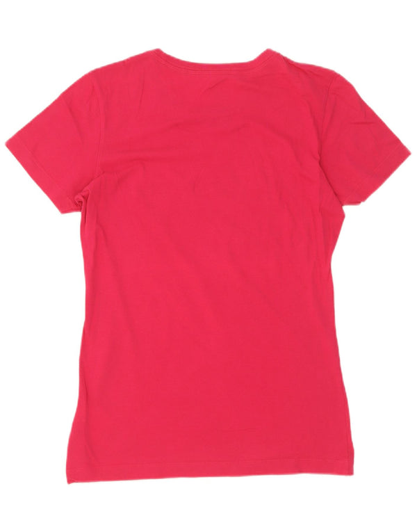 Nike Womens Slim Fit Graphic T-Shirt Top UK 12 Medium Pink Cotton