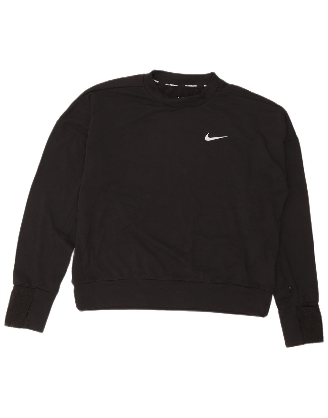 NIKE Womens Running Oversized Top Long Sleeve UK 10 Small Black Polyester