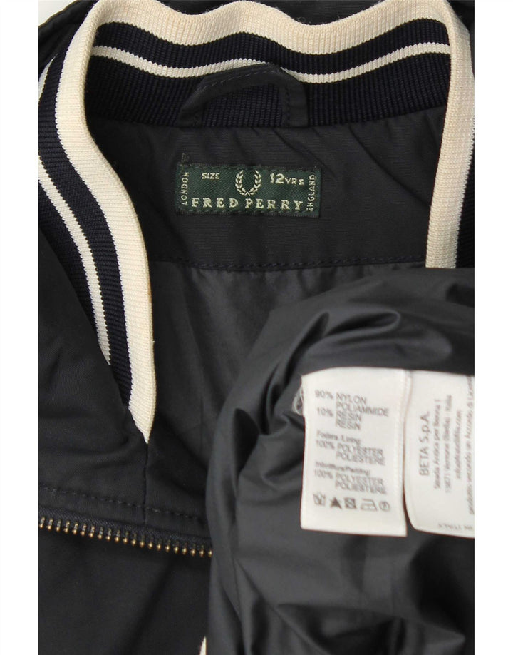 Fred Perry Boys Bomber Jacket 11-12 Years Grey Nylon