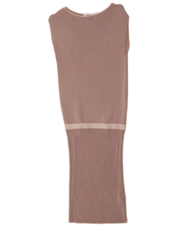 Reiss Womens Sleeveless Jumper Dress UK 8 Small Pink Striped Viscose