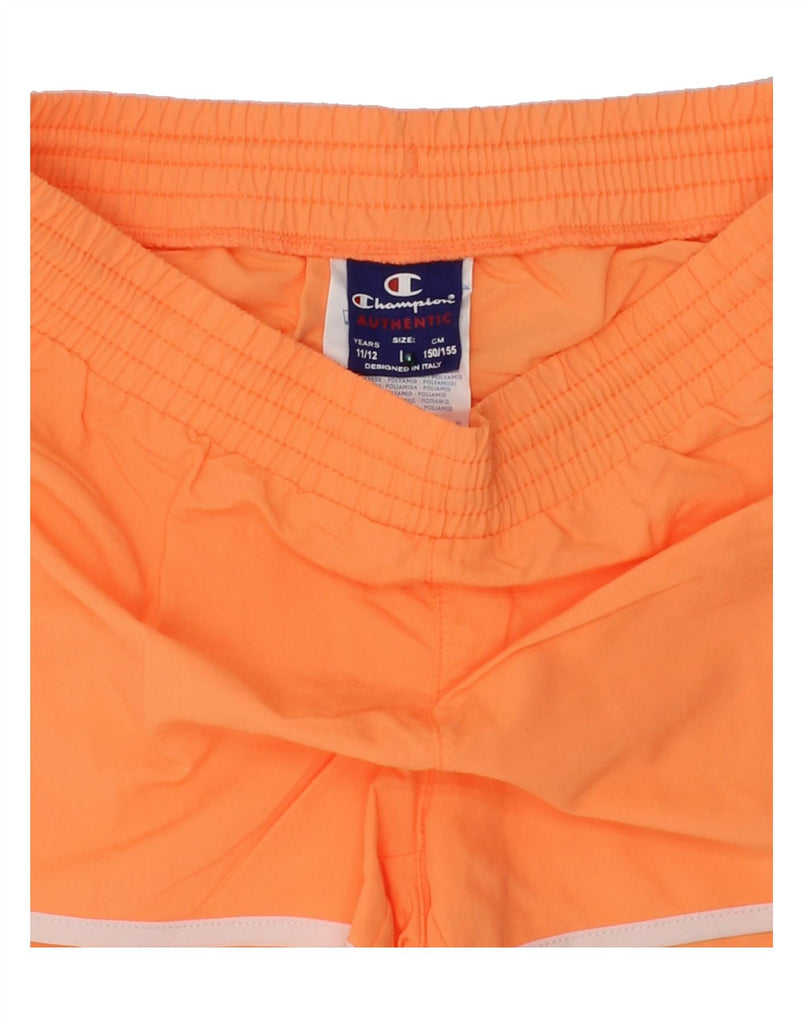 CHAMPION Girls Authentic Sport Shorts 11-12 Years Large Orange Polyamide | Vintage Champion | Thrift | Second-Hand Champion | Used Clothing | Messina Hembry 