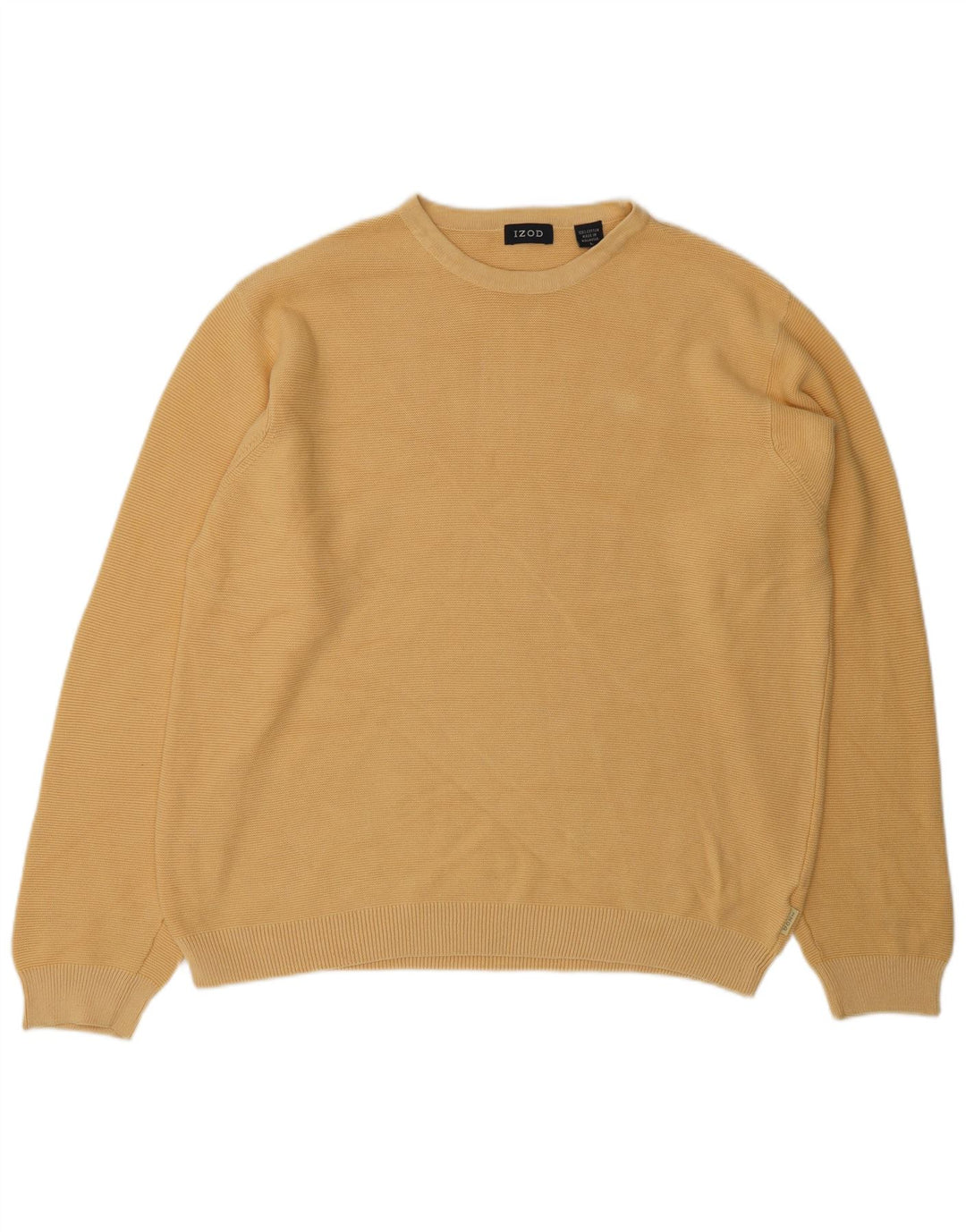 IZOD Mens Crew Neck Jumper Sweater Large Yellow Cotton