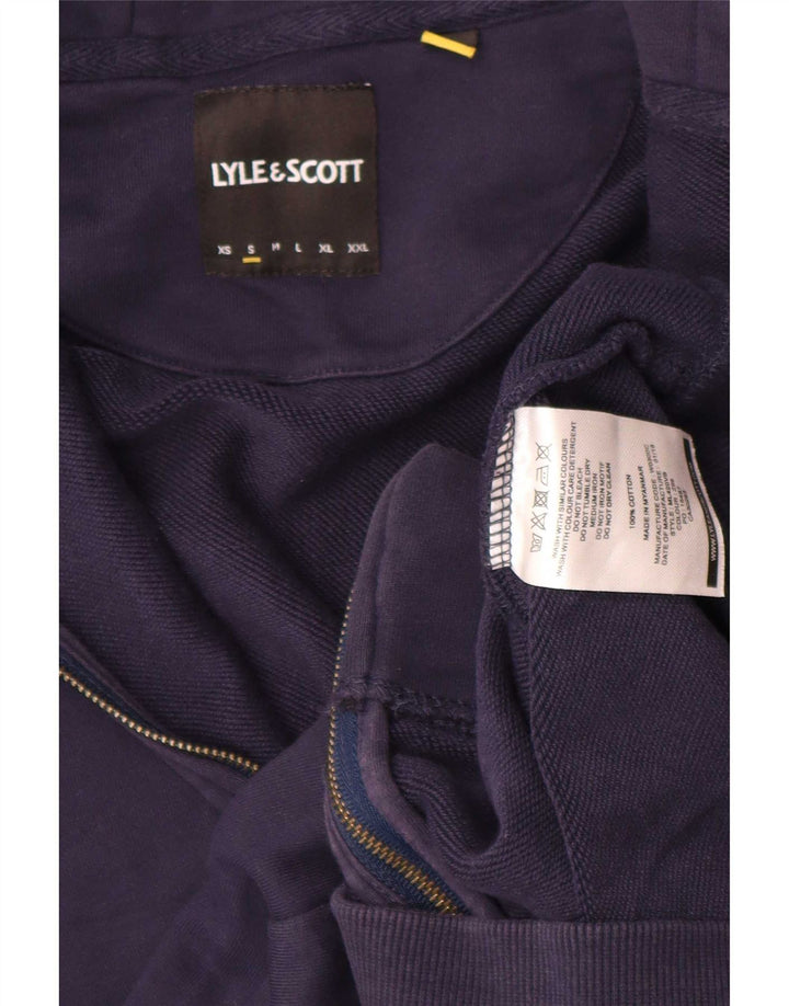 Lyle & Scott Mens Zip Hoodie Sweater Small Navy Blue Cotton