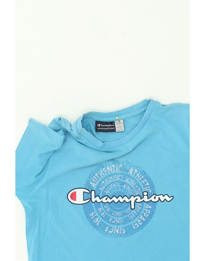 CHAMPION Boys Graphic T-Shirt Top 7-8 Years Small Blue | Vintage Champion | Thrift | Second-Hand Champion | Used Clothing | Messina Hembry 