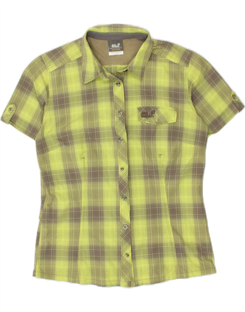 JACK WOLFSKIN Womens Short Sleeve Shirt UK 12/14 Medium Green Check | Vintage Jack Wolfskin | Thrift | Second-Hand Jack Wolfskin | Used Clothing | Messina Hembry 