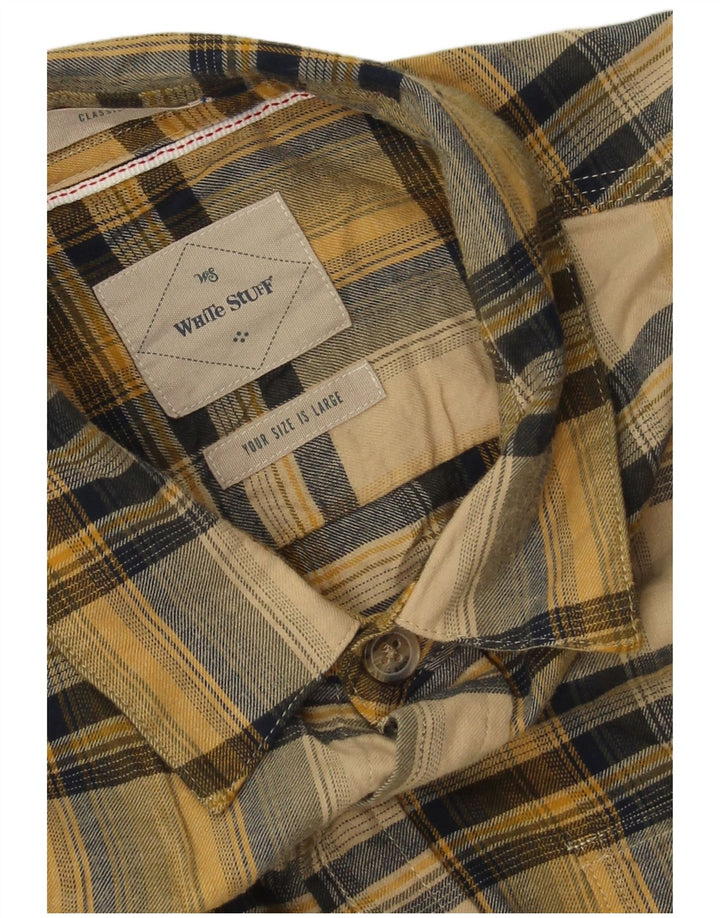 White Stuff Mens Flannel Shirt Large Yellow Check Cotton