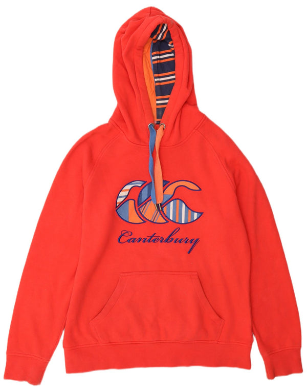 Canterbury Womens Uglies Graphic Hoodie Jumper UK 14 Medium Red Cotton