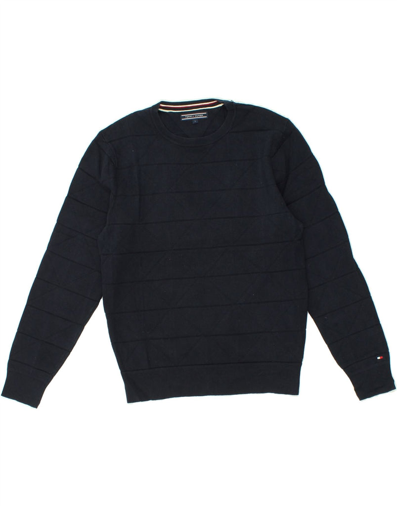 TOMMY HILFIGER Mens Crew Neck Jumper Sweater Small Navy Blue | Vintage Tommy Hilfiger | Thrift | Second-Hand Tommy Hilfiger | Used Clothing | Messina Hembry 