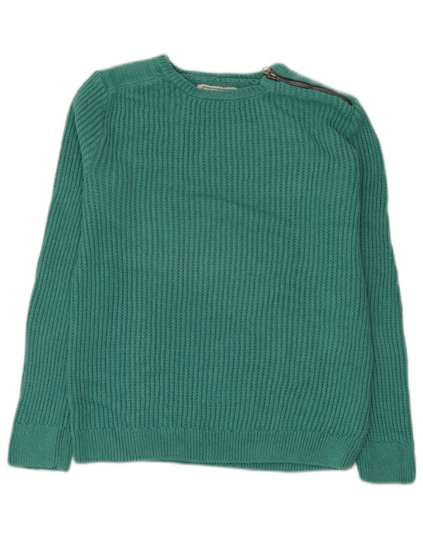 Zara Girls Crew Neck Jumper Sweater 9-10 Years Green Cotton