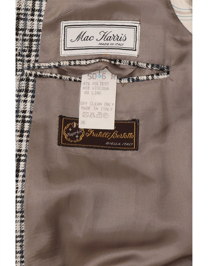 VINTAGE Mens 2 Button Blazer Jacket IT 50 Large Grey Check Polyester