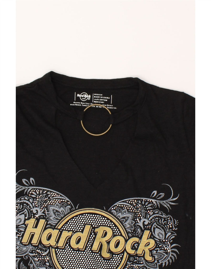 HARD ROCK CAFE Womens Pattaya Graphic T-Shirt Top UK 12 Medium Black Vintage Hard Rock Cafe and Second-Hand Hard Rock Cafe from Messina Hembry 