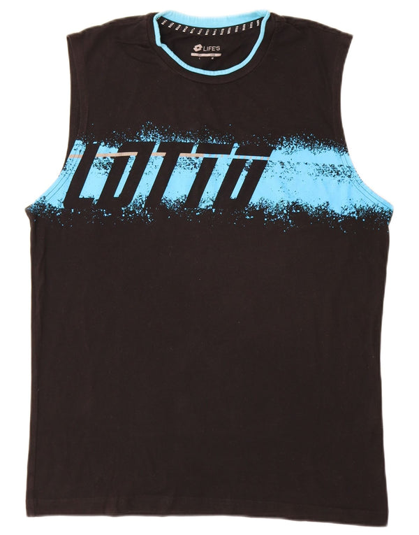 Lotto Mens Graphic Vest Top Medium Black Cotton