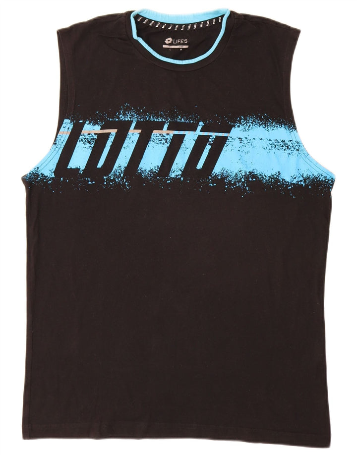 Lotto Mens Graphic Vest Top Medium Black Cotton